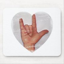 ASL "I LOVE YOU" HEART SHAPE #2 MOUSE MAT