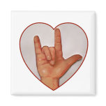 ASL I LOVE YOU, HEART SHAPED MAGNET