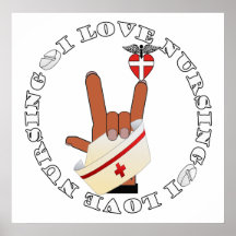 ASL I Love You - I LOVE NURSING WITH CAP - POSTER