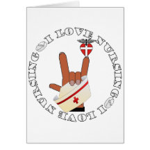 ASL SIGN LANGUAGE I LOVE NURSING HOLD CAP GREETING CARD