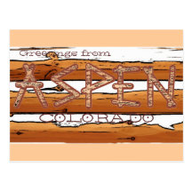 Aspen Colorado rustic log cabin postcard