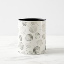 Aspen Leaves Black and White Coffee Mugs
