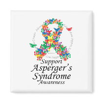Asperger's Syndrome Ribbon of Butterflies Fridge Magnet