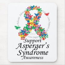 Asperger's Syndrome Ribbon of Butterflies Mouse Pad