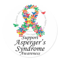 Asperger's Syndrome Ribbon of Butterflies Stickers