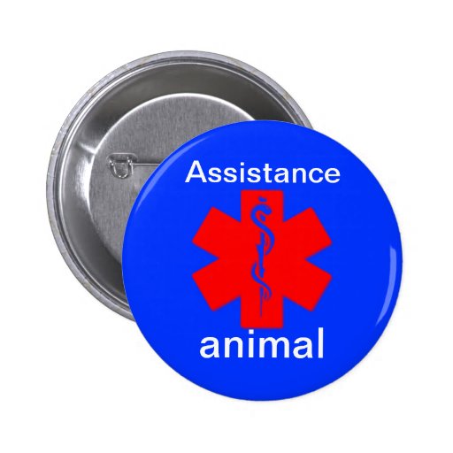 assistance animal medical alert symbol pin Zazzle