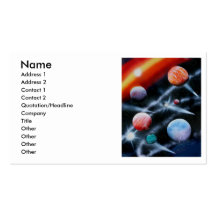 Assorted planets and star stripe space scene business card template