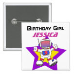 Astronaut birthday girl buttons