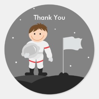 Astronaut Birthday Thank You Sticker