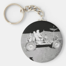 Astronaut driving Lunar Lander on the Moon Key Chains