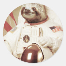 Astronaut Sloth Round Sticker