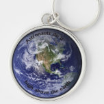 Astronauts do it above the earth keyring keychains