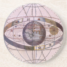 Astronomie vintage, système solaire Ptolemaic anti Dessous De Verre