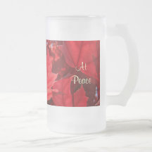 At Peace Glass Mug Red Autumn Leaves Fall Leaf