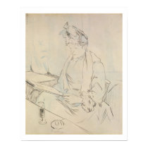 At the Cafe (pencil & ink on paper) posters