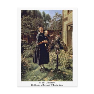 At The Cemetery By Reutern Gerhard Wilhelm Von Post Cards by artpaintings