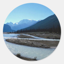 Athabasca River, Icefield Parkway, Alberta, Canada Round Stickers