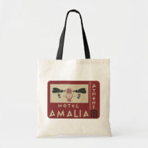 Athens Greece Hotel Amalia Vintage Travel Label Canvas Bags