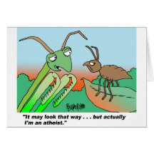 Athiest praying mantis card