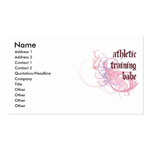Athletic Training Babe Business Card Template
