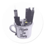 Atlanta Tea Party Cup with city Round Sticker