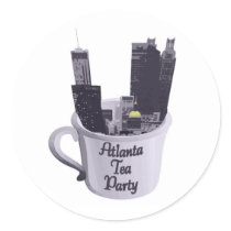 Atlanta Tea Party Cup with city Round Sticker