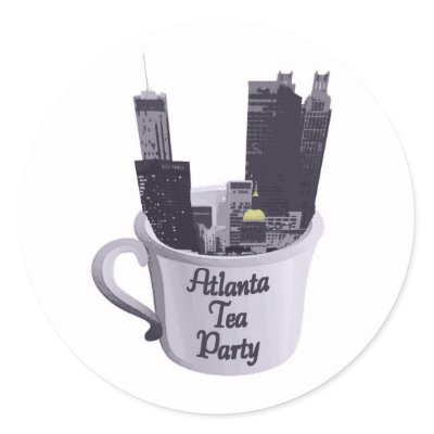 Atlanta Tea Party Cup with city Round Sticker by atlantateaparty