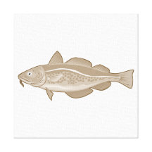 Atlantic Codfish Retro Stretched Canvas Print