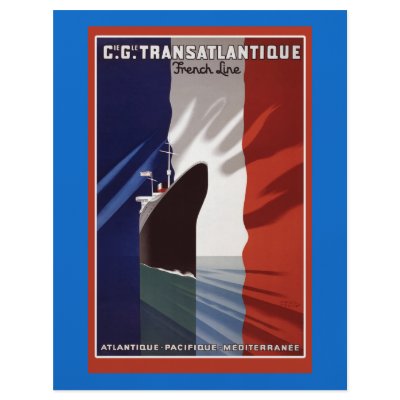 Atlantique French Cruise Line Retro Poster Full Colour Flyer by posterbaby