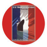 Atlantique French Cruise Line Retro Poster Round Stickers