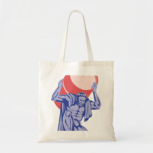 Atlas Carrying Barrel Drum of Oil Retro Canvas Bag