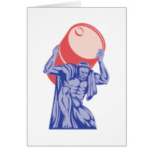 Atlas Carrying Barrel Drum of Oil Retro Greeting Card