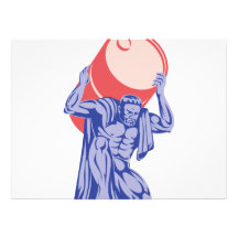 Atlas Carrying Barrel Drum of Oil Retro Personalized Announcement