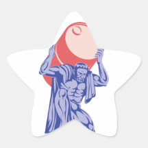 Atlas Carrying Barrel Drum of Oil Retro Star Stickers
