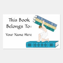 Atlas Holding Stack of Books (Bookplate) Sticker