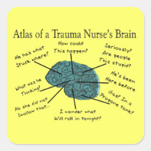 Atlas of a Trauma Nurse's Brain Square Stickers