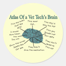 Atlas of a Vet Tech's Brain Round Stickers