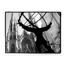 Atlas & St. Patrick's Cathedral Postcard