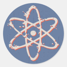 Atom Retro Distressed Round Sticker