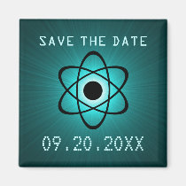 Atomic Save the Date Magnet, Teal magnets