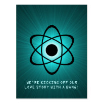 Atomic Save the Date Postcard, Teal postcards