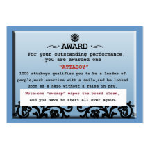 attaboy certificate business card