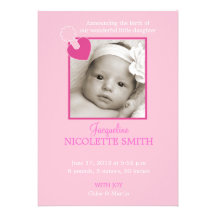 Attached with love - baby announcement card