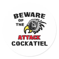 Attack Cockatiel Round Stickers