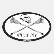 attaque blanche de bâtons de lacrosse stickers ovales