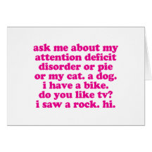 Attention Deficit Disorder Quote ADD ADHD - Pink Cards