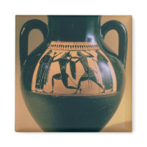 Attic black figure amphora depicting Theseus and t magnets