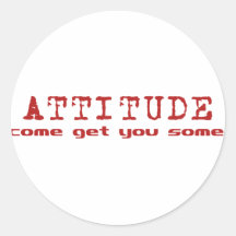 Attitude Red Round Sticker