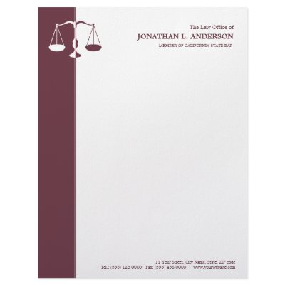 Attorney / Lawyer - Burgundy letterhead by BluePlanet