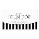 Attorney Monogram B/W Stripes Business Card Template